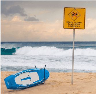 Beach closed sign